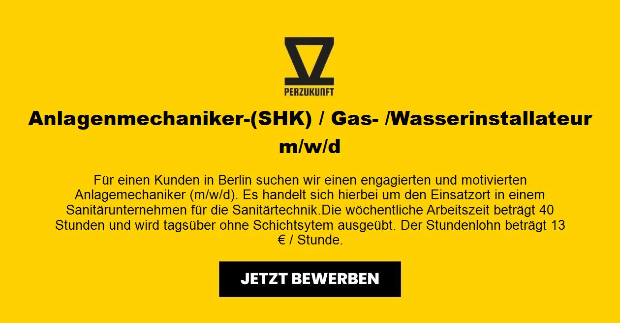 Anlagenmechaniker-(SHK) / Gas- /Wasserinstallateur m/w/d