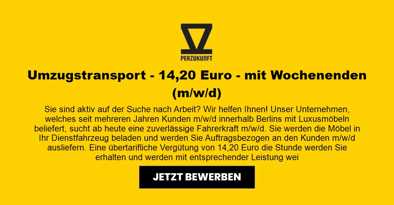 Umzugstransport - 14,20 Euro - mit Wochenenden (m/w/d)