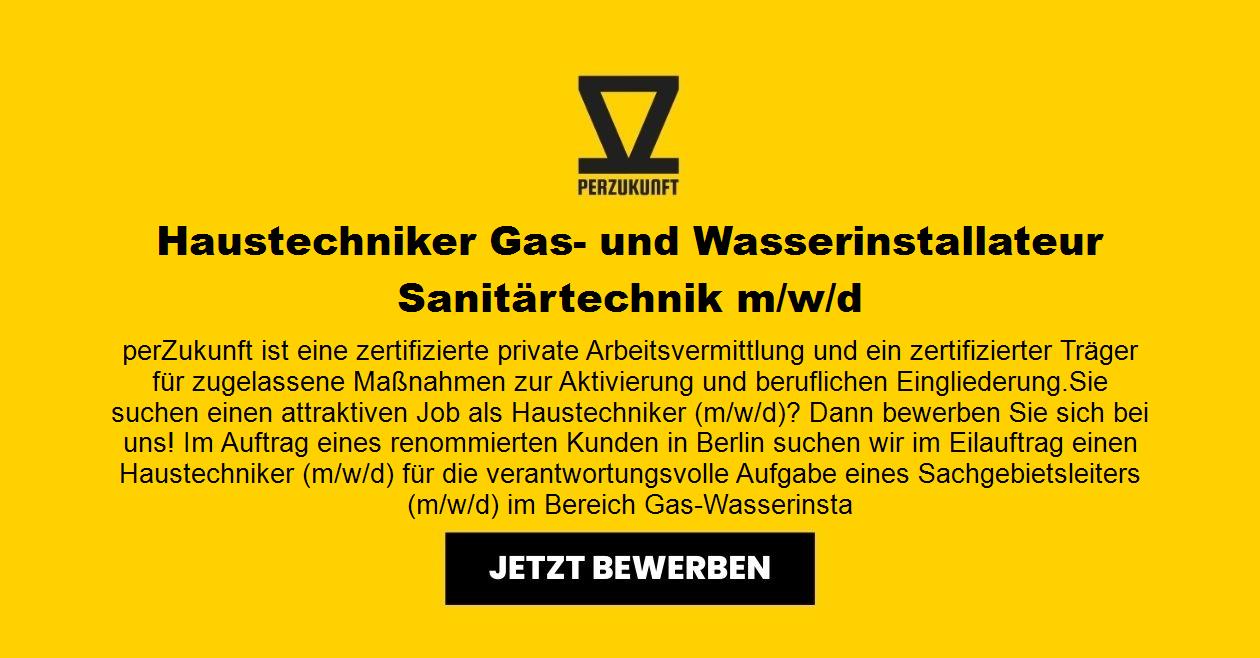 Haustechniker Gas- und Wasserinstallateur Sanitärtechnik m/w/d