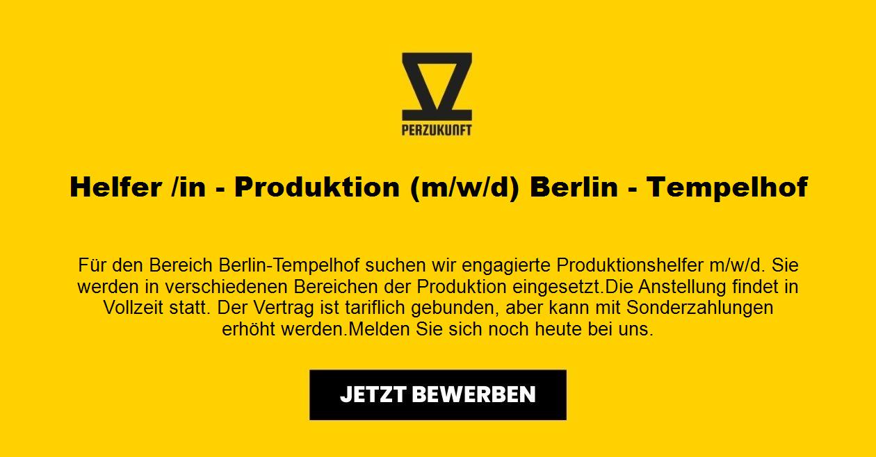 Helfer /in - Produktion (m/w/d) Berlin - Tempelhof