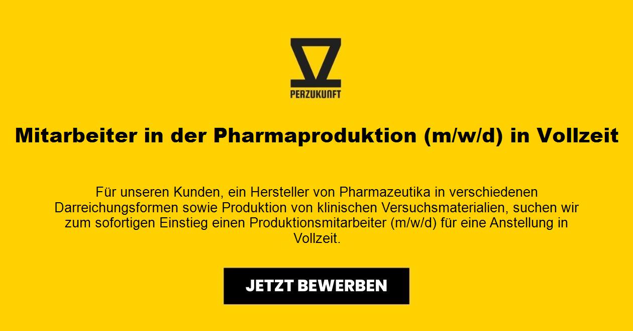 Mitarbeiter in der Pharmaproduktion (m/w/d) in Vollzeit