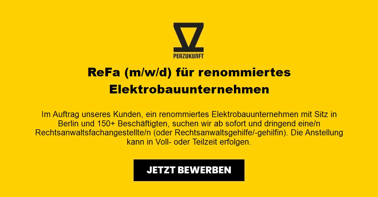 ReFa (m/w/d) für renommiertes Elektrobauunternehmen