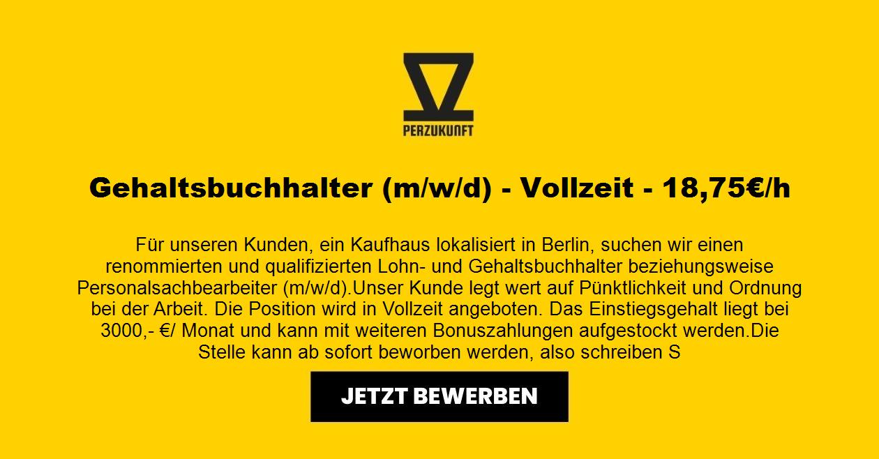 Gehaltsbuchhalter (m/w/d) - Vollzeit - 18,75€/h