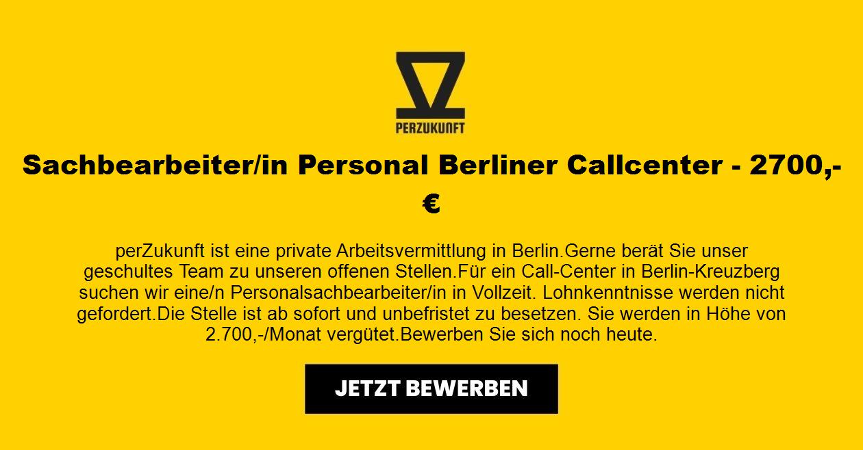 Sachbearbeiter/in Personal Berliner Callcenter - 2887,65-€