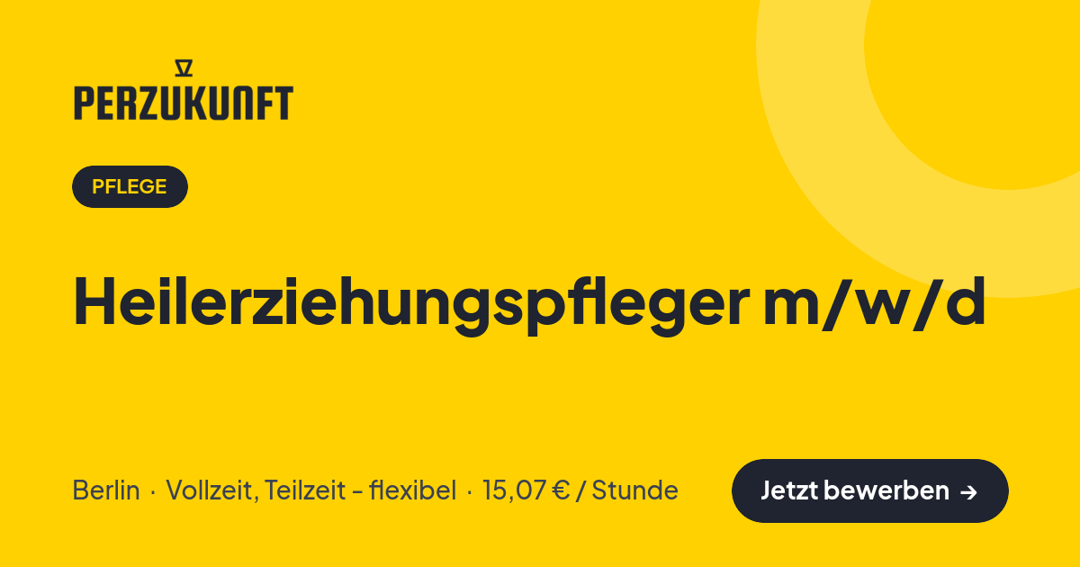 Stellenangebot: Heilerziehungspfleger m/w/d – Pflege Jobs in Berlin – perZukunft