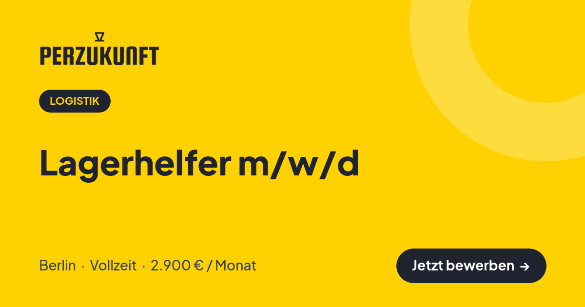 Stellenangebot: Lagerhelfer m/w/d – Logistik Jobs in Berlin – perZukunft