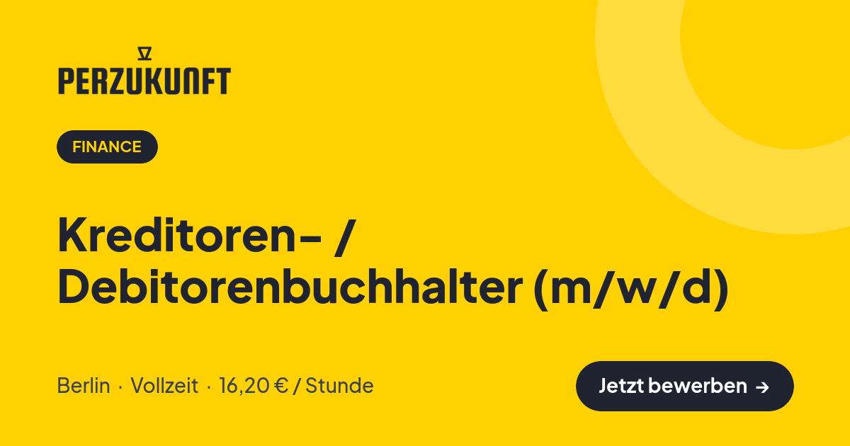 Stellenangebot: Kreditoren- / Debitorenbuchhalter (m/w/d) – Finance Jobs in Berlin – perZukunft