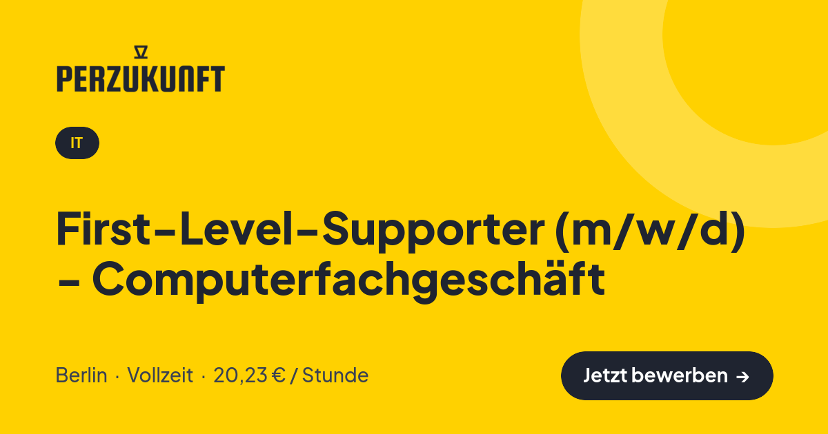 Stellenangebot: First-Level-Supporter (m/w/d) - Computerfachgeschäft – IT Jobs in Berlin – perZukunft