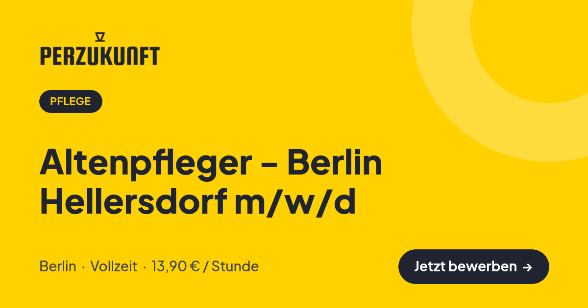 Stellenangebot: Altenpfleger - Berlin Hellersdorf m/w/d – Pflege Jobs in Berlin – perZukunft