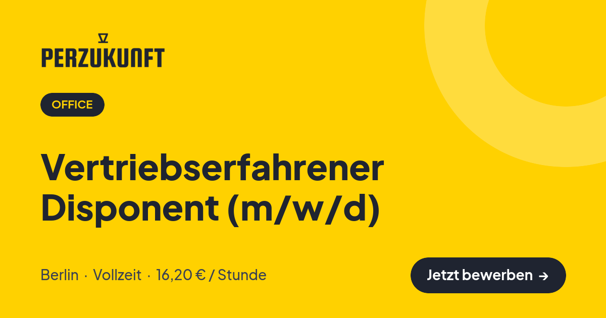 Stellenangebot: Vertriebserfahrener Disponent (m/w/d) – Office Jobs in Berlin – perZukunft