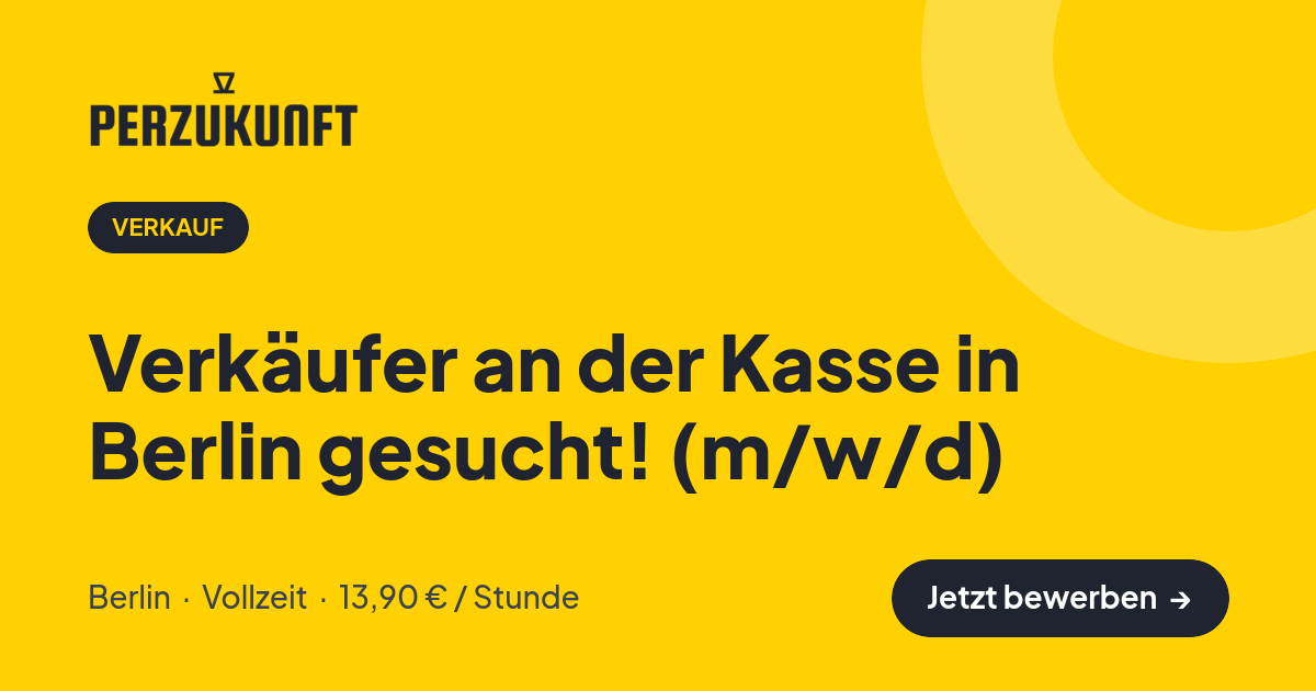 Stellenangebot: Verkäufer an der Kasse in Berlin gesucht! (m/w/d) – Verkauf Jobs in Berlin – perZukunft